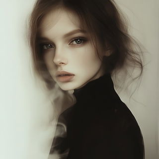 Bristlemosaic style, Midjourney V6.1: photographic portrait of female protagonist