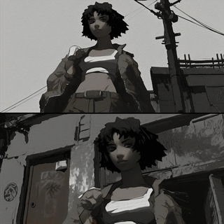 Inkforge Canopy style, Midjourney V6.1: black-and-white manga comic strip