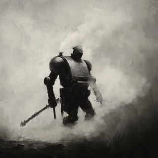 Chromafossilia style, Midjourney V6.1: concept art character design of retropunk steam knight