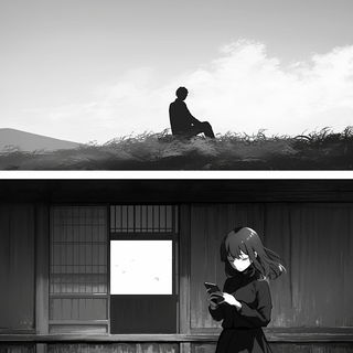 Chromafossilia style, Midjourney V6.1: black-and-white manga comic strip