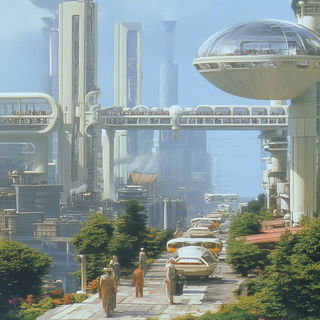Marionarchic style, Midjourney V6.1: megacity with futuristic bioarchitecture