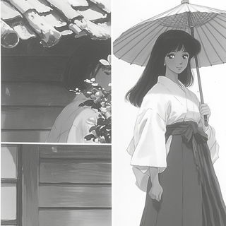 Marionarchic style, Midjourney V6.1: black-and-white manga comic strip