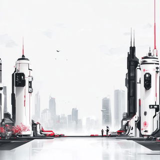 Vermilion Signscapes style, Midjourney V6.1: cinematic shot from sci-fi movie