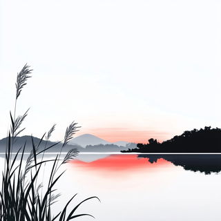 Vermilion Signscapes style, Midjourney V6.1: realistic landscape photograph of quiet dawn