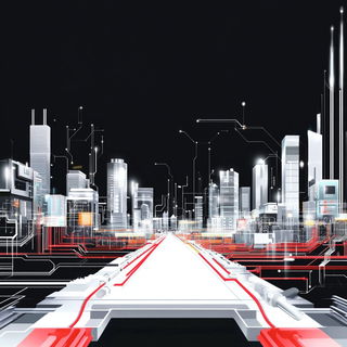 Vermilion Signscapes style, Midjourney V6.1: technical infrastructure blueprint schematics