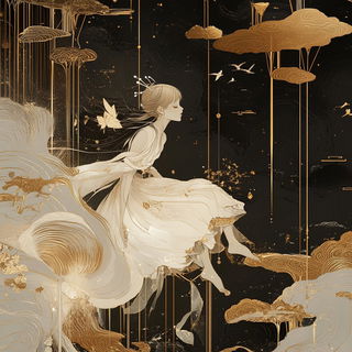 Flame Marbling style, Midjourney V6.1: retro fairy-tale illustration
