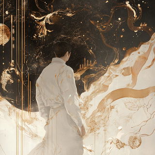 Flame Marbling style, Midjourney V6.1: editorial illustration for popular scientific magazine cover