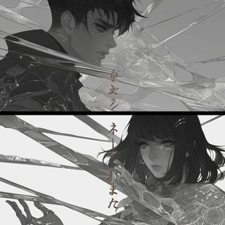 Flame Marbling style, Midjourney V6.1: black-and-white manga comic strip