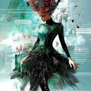 Cloudcloisterism style, Midjourney V6.1: haute-couture fashion outfit