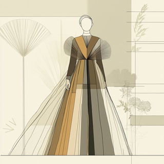Rubricolor style, Midjourney V6.1: haute-couture fashion outfit
