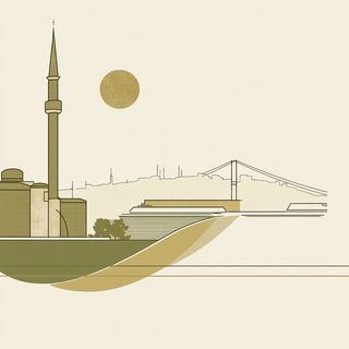 Rubricolor style, Midjourney V6.1: bold minimalist logo design for Istanbul city municipal services
