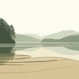 Rubricolor style, Midjourney V6.1: realistic landscape photograph of quiet dawn