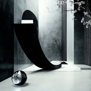 Waterfall Masque style, Midjourney V6.1: abstract 3D render