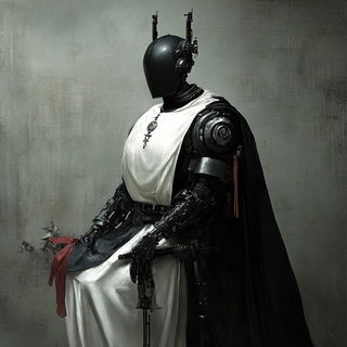 Waterfall Masque style, Midjourney V6.1: concept art character design of retropunk steam knight