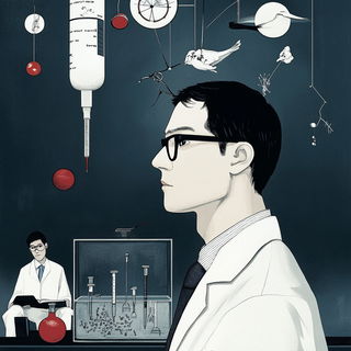 Waterfall Masque style, Midjourney V6.1: editorial illustration for popular scientific magazine cover