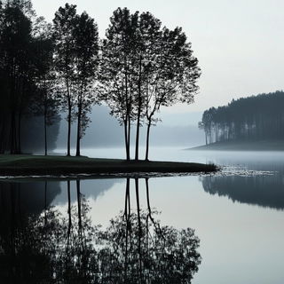 Waterfall Masque style, Midjourney V6.1: realistic landscape photograph of quiet dawn