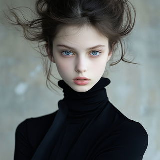 Waterfall Masque style, Midjourney V6.1: photographic portrait of female protagonist