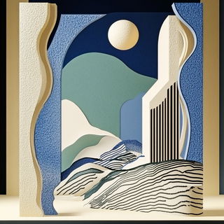 Carved Collage Brutalism style, Midjourney V6.1: abstract 3D render