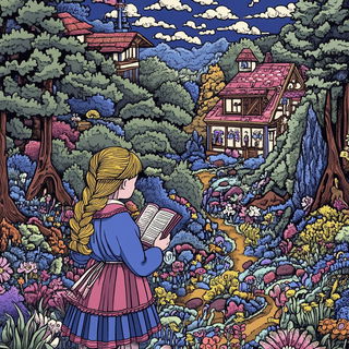 Tealoxide style, Midjourney V6.1: retro fairy-tale illustration