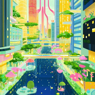 Microcosm Vaporium style, Midjourney V6.1: megacity with futuristic bioarchitecture