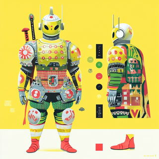Microcosm Vaporium style, Midjourney V6.1: concept art character design of retropunk steam knight