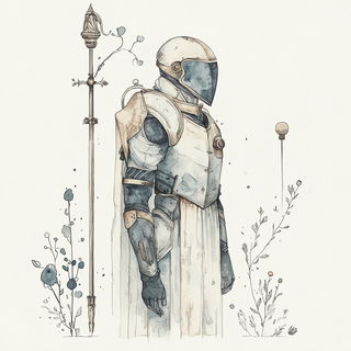 Splatterglyph style, Midjourney V6.1: concept art character design of retropunk steam knight