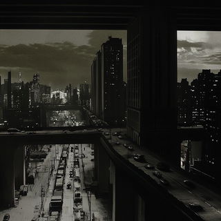 Contourmask style, Midjourney V6.1: megacity with futuristic bioarchitecture