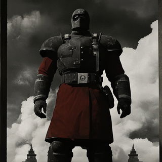 Contourmask style, Midjourney V6.1: concept art character design of retropunk steam knight