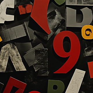 Contourmask style, Midjourney V6.1: typographic composition with large letters