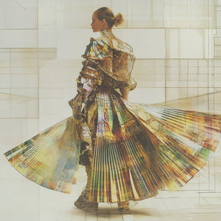Chromacranial style, Midjourney V6.1: haute-couture fashion outfit