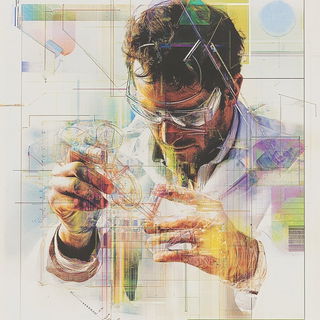 Chromacranial style, Midjourney V6.1: editorial illustration for popular scientific magazine cover