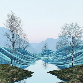Gothicarnival style, Midjourney V6.1: realistic landscape photograph of quiet dawn