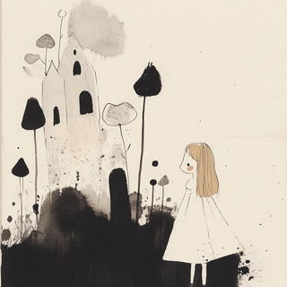 Rubblegarden style, Midjourney V6.1: retro fairy-tale illustration