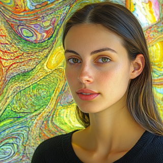 Pyroderm style, Midjourney V6.1: photographic portrait of female protagonist