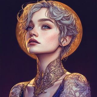 Stratacircle style, Midjourney V6.1: photographic portrait of female protagonist