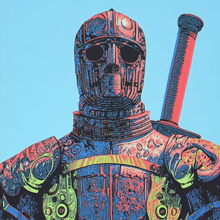 Washbound Wayfarers style, Midjourney V6.1: concept art character design of retropunk steam knight