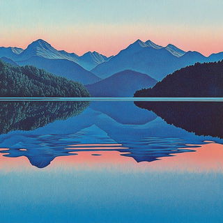 Washbound Wayfarers style, Midjourney V6.1: realistic landscape photograph of quiet dawn