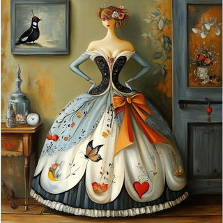 Fluoroglacialis style, Midjourney V6.1: haute-couture fashion outfit