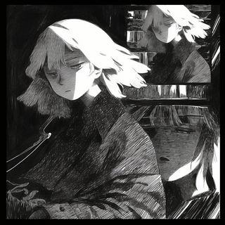 Blackfire Enamel Grid style, Midjourney V6.1: black-and-white manga comic strip
