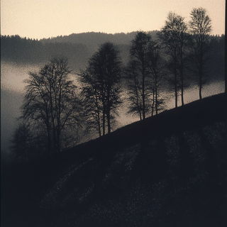 Blackfire Enamel Grid style, Midjourney V6.1: realistic landscape photograph of quiet dawn