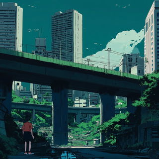 Gutterweft style, Midjourney V6.1: megacity with futuristic bioarchitecture