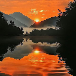 Ceramythic style, Midjourney V6.1: realistic landscape photograph of quiet dawn