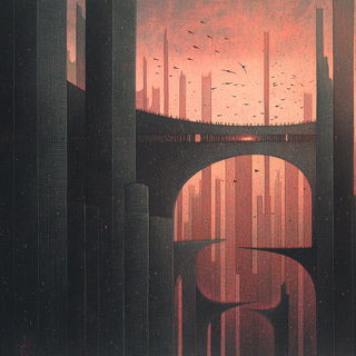 Orange Sirocco style, Midjourney V6.1: megacity with futuristic bioarchitecture