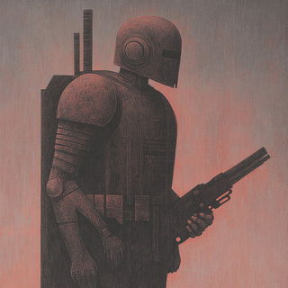 Orange Sirocco style, Midjourney V6.1: concept art character design of retropunk steam knight