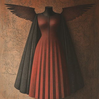 Orange Sirocco style, Midjourney V6.1: haute-couture fashion outfit