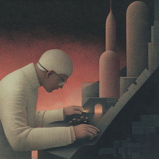 Orange Sirocco style, Midjourney V6.1: editorial illustration for popular scientific magazine cover
