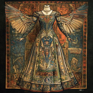 Luminook style, Midjourney V6.1: haute-couture fashion outfit