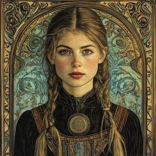 Luminook style, Midjourney V6.1: photographic portrait of female protagonist
