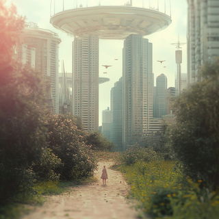 Sunsurge Jive style, Midjourney V6.1: megacity with futuristic bioarchitecture