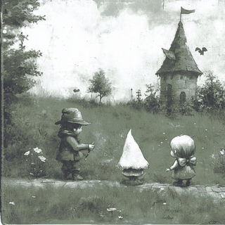 Meteoric Ink Foundry style, Midjourney V6.1: retro fairy-tale illustration